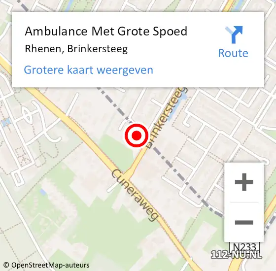 Locatie op kaart van de 112 melding: Ambulance Met Grote Spoed Naar Rhenen, Brinkersteeg op 16 maart 2022 14:47