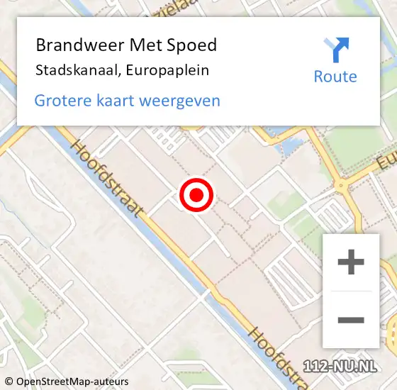 Locatie op kaart van de 112 melding: Brandweer Met Spoed Naar Stadskanaal, Europaplein op 16 maart 2022 15:03