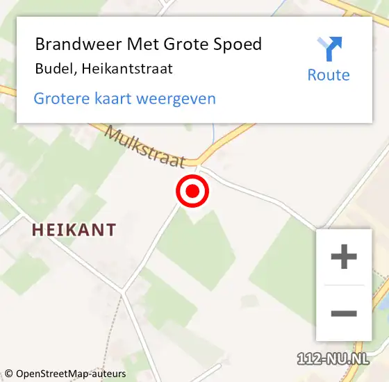 Locatie op kaart van de 112 melding: Brandweer Met Grote Spoed Naar Budel, Heikantstraat op 16 maart 2022 15:09