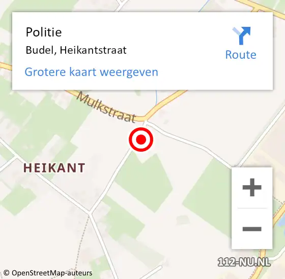 Locatie op kaart van de 112 melding: Politie Budel, Heikantstraat op 16 maart 2022 15:12