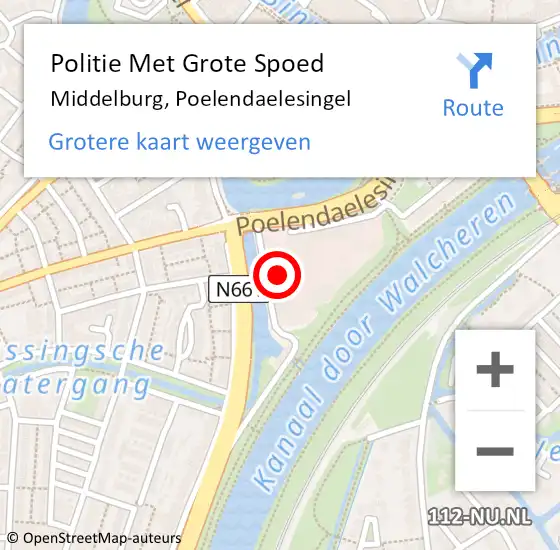 Locatie op kaart van de 112 melding: Politie Met Grote Spoed Naar Middelburg, Poelendaelesingel op 16 maart 2022 15:19