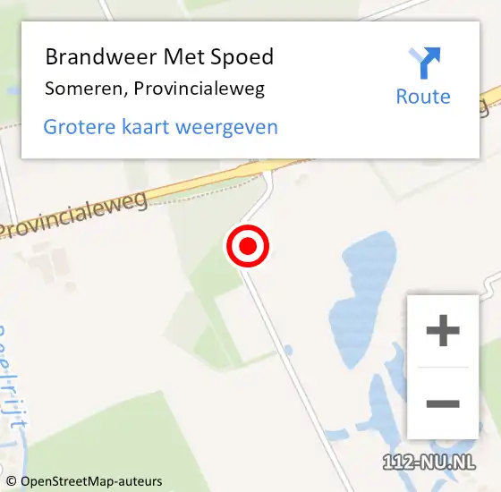Locatie op kaart van de 112 melding: Brandweer Met Spoed Naar Someren, Provincialeweg op 16 maart 2022 15:27