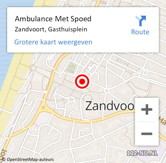 Locatie op kaart van de 112 melding: Ambulance Met Spoed Naar Zandvoort, Gasthuisplein op 16 maart 2022 15:37