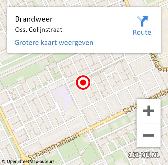 Locatie op kaart van de 112 melding: Brandweer Oss, Colijnstraat op 16 maart 2022 15:39