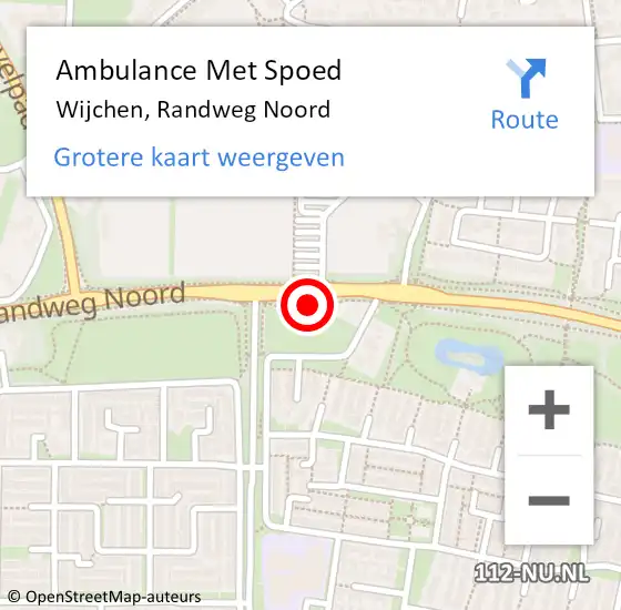Locatie op kaart van de 112 melding: Ambulance Met Spoed Naar Wijchen, Randweg Noord op 16 maart 2022 15:56
