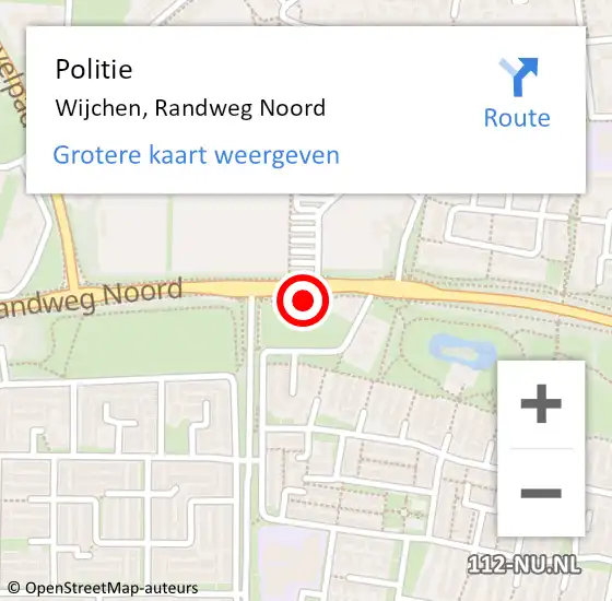 Locatie op kaart van de 112 melding: Politie Wijchen, Randweg Noord op 16 maart 2022 15:58