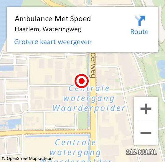 Locatie op kaart van de 112 melding: Ambulance Met Spoed Naar Haarlem, Wateringweg op 16 maart 2022 16:09