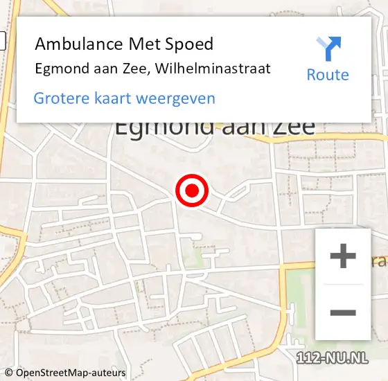 Locatie op kaart van de 112 melding: Ambulance Met Spoed Naar Egmond aan Zee, Wilhelminastraat op 16 maart 2022 16:14