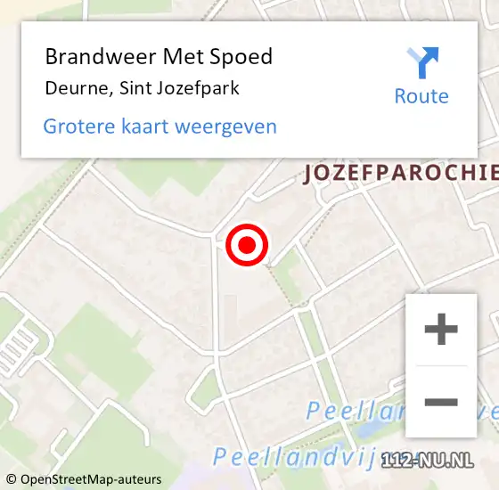 Locatie op kaart van de 112 melding: Brandweer Met Spoed Naar Deurne, Sint Jozefpark op 16 maart 2022 16:18