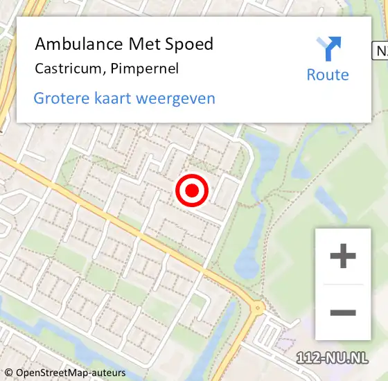 Locatie op kaart van de 112 melding: Ambulance Met Spoed Naar Castricum, Pimpernel op 16 maart 2022 16:19