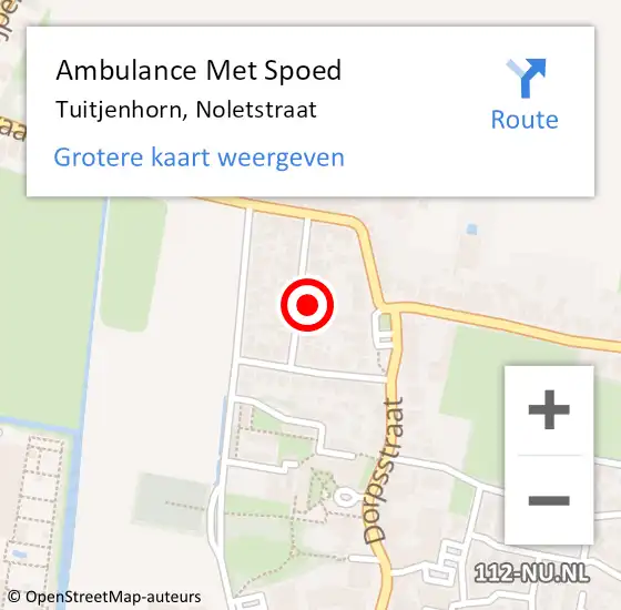 Locatie op kaart van de 112 melding: Ambulance Met Spoed Naar Tuitjenhorn, Noletstraat op 16 maart 2022 16:20