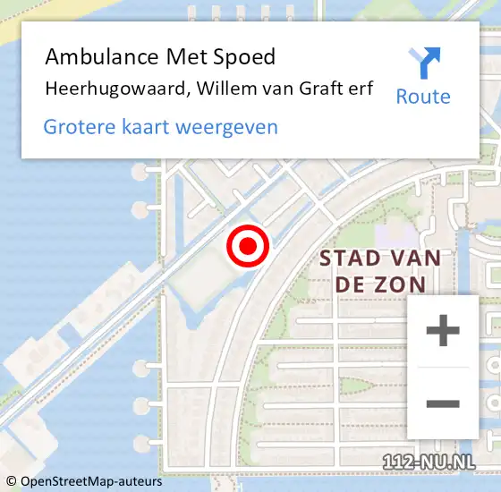 Locatie op kaart van de 112 melding: Ambulance Met Spoed Naar Heerhugowaard, Willem van Graft erf op 16 maart 2022 16:25