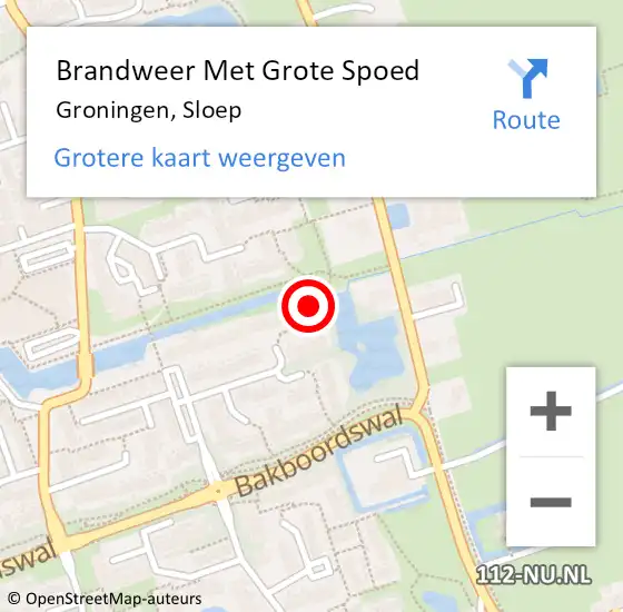 Locatie op kaart van de 112 melding: Brandweer Met Grote Spoed Naar Groningen, Sloep op 16 maart 2022 16:44