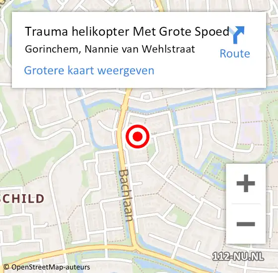 Locatie op kaart van de 112 melding: Trauma helikopter Met Grote Spoed Naar Gorinchem, Nannie van Wehlstraat op 16 maart 2022 16:45