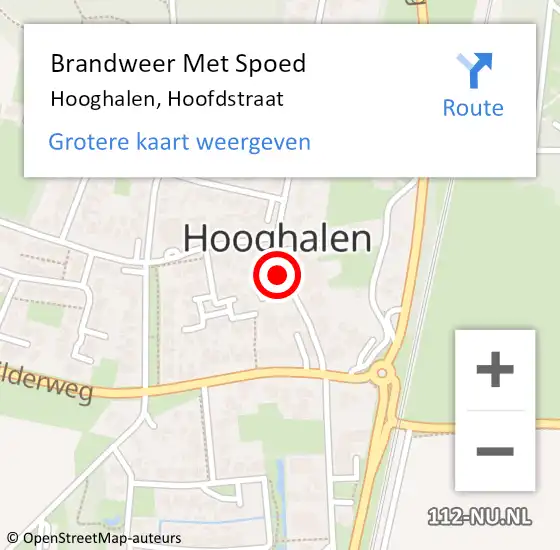 Locatie op kaart van de 112 melding: Brandweer Met Spoed Naar Hooghalen, Hoofdstraat op 16 maart 2022 16:54