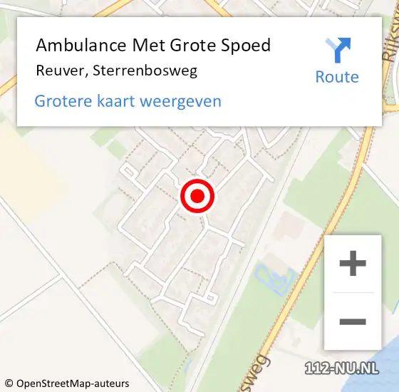 Locatie op kaart van de 112 melding: Ambulance Met Grote Spoed Naar Reuver, Sterrenbosweg op 16 maart 2022 16:58