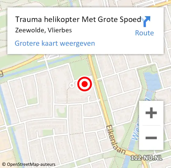 Locatie op kaart van de 112 melding: Trauma helikopter Met Grote Spoed Naar Zeewolde, Vlierbes op 16 maart 2022 17:02