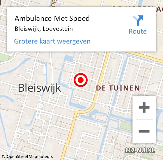 Locatie op kaart van de 112 melding: Ambulance Met Spoed Naar Bleiswijk, Loevestein op 16 maart 2022 17:20