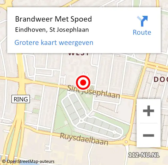 Locatie op kaart van de 112 melding: Brandweer Met Spoed Naar Eindhoven, St Josephlaan op 16 maart 2022 17:22