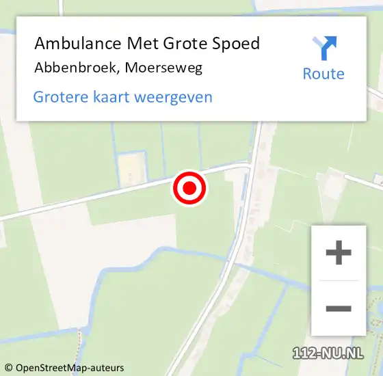 Locatie op kaart van de 112 melding: Ambulance Met Grote Spoed Naar Abbenbroek, Moerseweg op 16 maart 2022 17:25