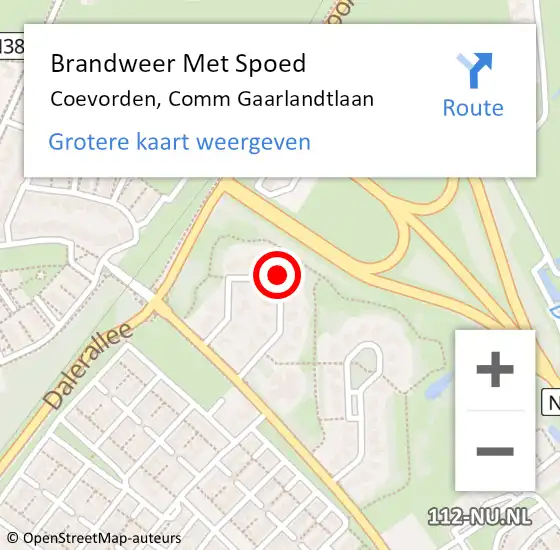 Locatie op kaart van de 112 melding: Brandweer Met Spoed Naar Coevorden, Comm Gaarlandtlaan op 16 maart 2022 17:32