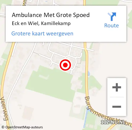 Locatie op kaart van de 112 melding: Ambulance Met Grote Spoed Naar Eck en Wiel, Kamillekamp op 16 maart 2022 17:34