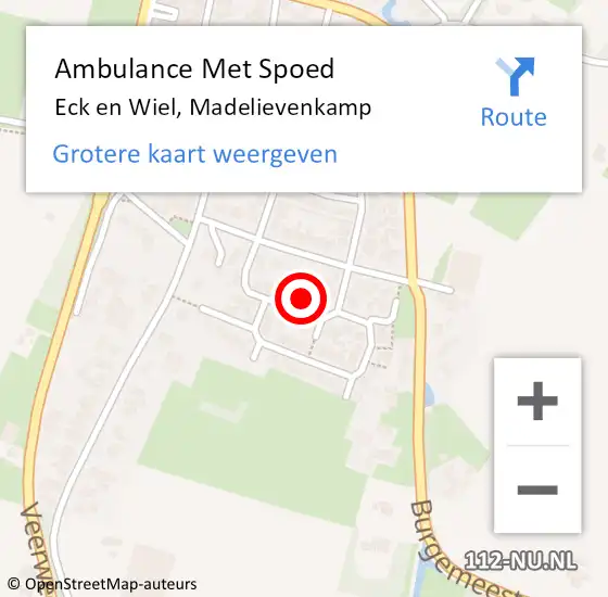 Locatie op kaart van de 112 melding: Ambulance Met Spoed Naar Eck en Wiel, Madelievenkamp op 16 maart 2022 17:35