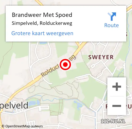 Locatie op kaart van de 112 melding: Brandweer Met Spoed Naar Simpelveld, Rolduckerweg op 16 maart 2022 17:51