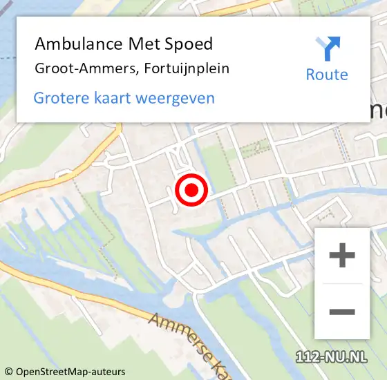 Locatie op kaart van de 112 melding: Ambulance Met Spoed Naar Groot-Ammers, Fortuijnplein op 16 maart 2022 18:04