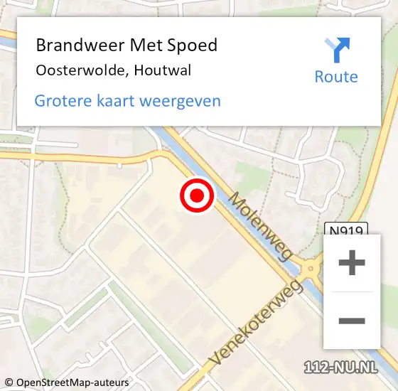 Locatie op kaart van de 112 melding: Brandweer Met Spoed Naar Oosterwolde, Houtwal op 16 maart 2022 18:57