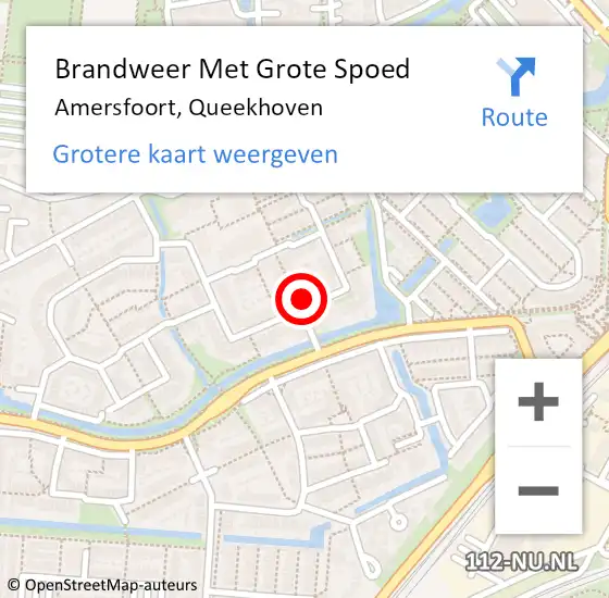 Locatie op kaart van de 112 melding: Brandweer Met Grote Spoed Naar Amersfoort, Queekhoven op 16 maart 2022 19:00