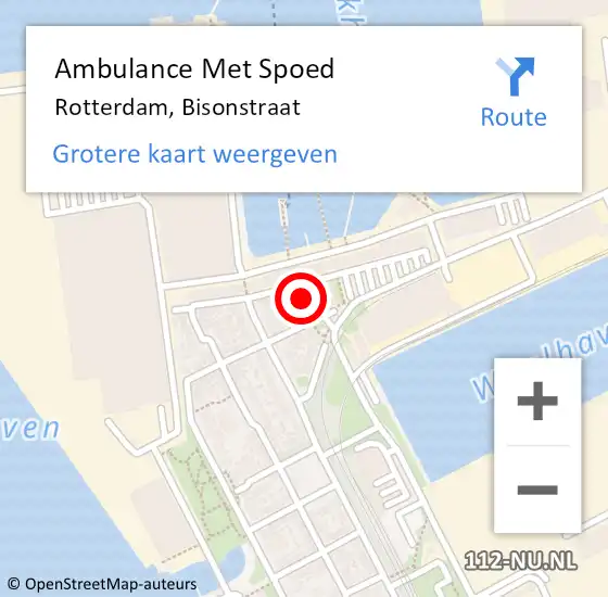 Locatie op kaart van de 112 melding: Ambulance Met Spoed Naar Rotterdam, Bisonstraat op 16 maart 2022 19:31