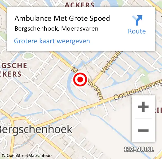 Locatie op kaart van de 112 melding: Ambulance Met Grote Spoed Naar Bergschenhoek, Moerasvaren op 16 maart 2022 20:19