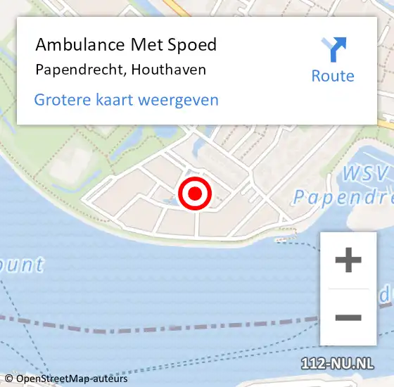 Locatie op kaart van de 112 melding: Ambulance Met Spoed Naar Papendrecht, Houthaven op 16 maart 2022 20:30