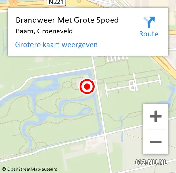 Locatie op kaart van de 112 melding: Brandweer Met Grote Spoed Naar Baarn, Groeneveld op 16 maart 2022 20:31