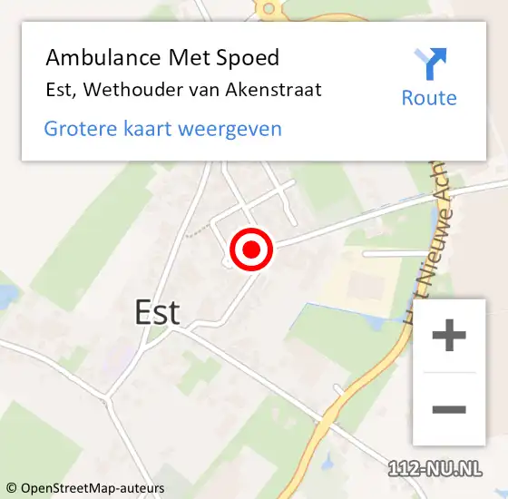 Locatie op kaart van de 112 melding: Ambulance Met Spoed Naar Est, Wethouder van Akenstraat op 16 maart 2022 20:44