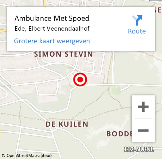 Locatie op kaart van de 112 melding: Ambulance Met Spoed Naar Ede, Elbert Veenendaalhof op 16 maart 2022 20:52