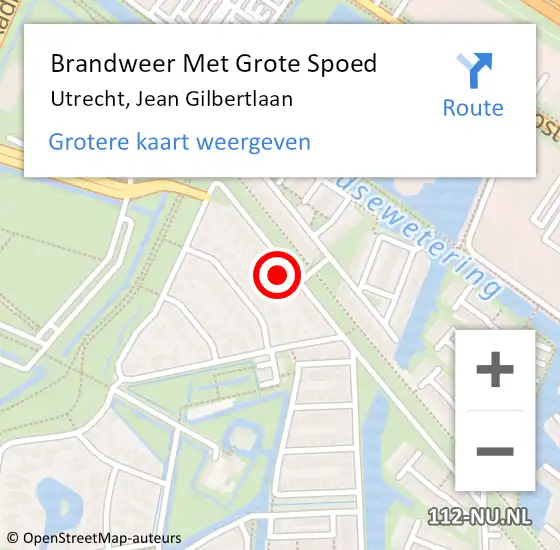 Locatie op kaart van de 112 melding: Brandweer Met Grote Spoed Naar Utrecht, Jean Gilbertlaan op 16 maart 2022 21:00