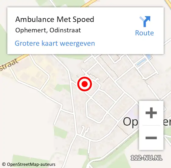 Locatie op kaart van de 112 melding: Ambulance Met Spoed Naar Ophemert, Odinstraat op 16 maart 2022 21:14