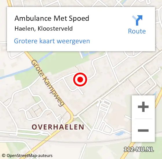 Locatie op kaart van de 112 melding: Ambulance Met Spoed Naar Haelen, Kloosterveld op 16 maart 2022 21:19