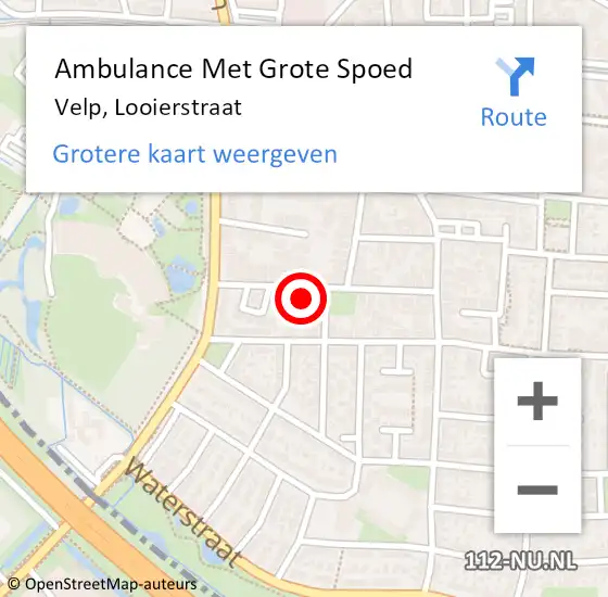 Locatie op kaart van de 112 melding: Ambulance Met Grote Spoed Naar Velp, Looierstraat op 16 maart 2022 21:31