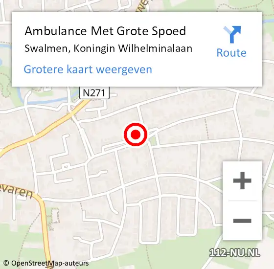 Locatie op kaart van de 112 melding: Ambulance Met Grote Spoed Naar Swalmen, Koningin Wilhelminalaan op 16 maart 2022 21:38