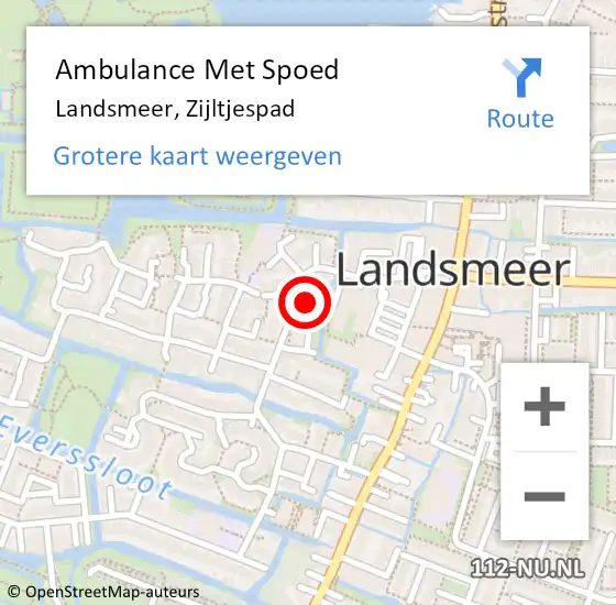 Locatie op kaart van de 112 melding: Ambulance Met Spoed Naar Landsmeer, Zijltjespad op 16 maart 2022 22:00