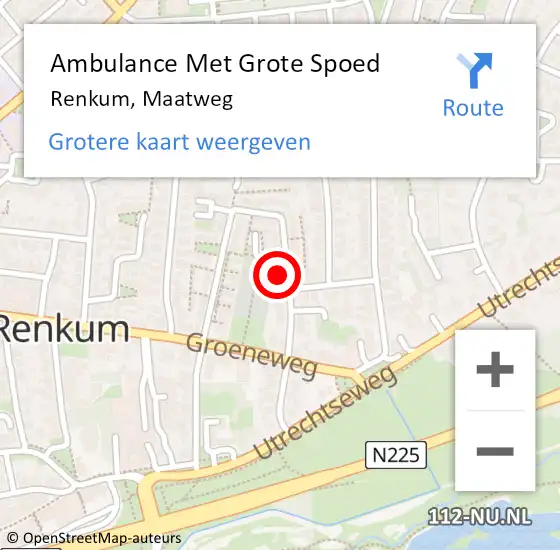 Locatie op kaart van de 112 melding: Ambulance Met Grote Spoed Naar Renkum, Maatweg op 16 maart 2022 22:13