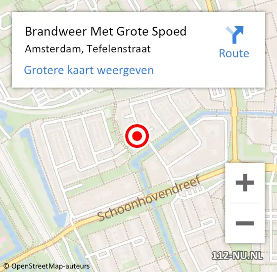 Locatie op kaart van de 112 melding: Brandweer Met Grote Spoed Naar Amsterdam-Zuidoost, Tefelenstraat op 16 maart 2022 22:15