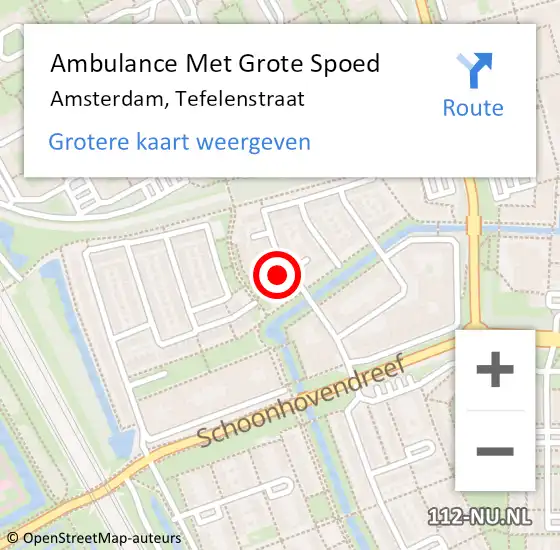 Locatie op kaart van de 112 melding: Ambulance Met Grote Spoed Naar Amsterdam-Zuidoost, Tefelenstraat op 16 maart 2022 22:15