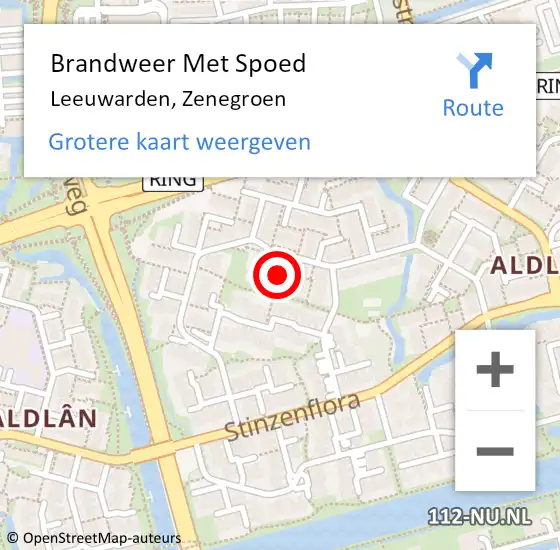 Locatie op kaart van de 112 melding: Brandweer Met Spoed Naar Leeuwarden, Zenegroen op 16 maart 2022 22:34