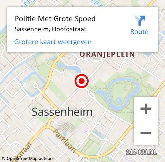 Locatie op kaart van de 112 melding: Politie Met Grote Spoed Naar Sassenheim, Hoofdstraat op 16 maart 2022 22:49