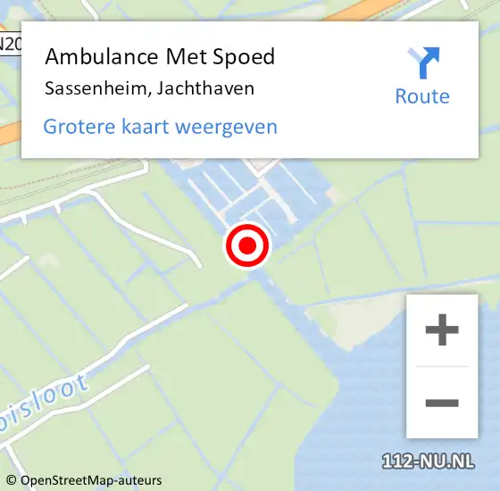 Locatie op kaart van de 112 melding: Ambulance Met Spoed Naar Sassenheim, Jachthaven op 16 maart 2022 23:11