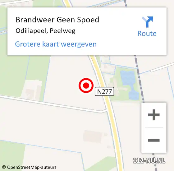 Locatie op kaart van de 112 melding: Brandweer Geen Spoed Naar Odiliapeel, Peelweg op 16 maart 2022 23:34